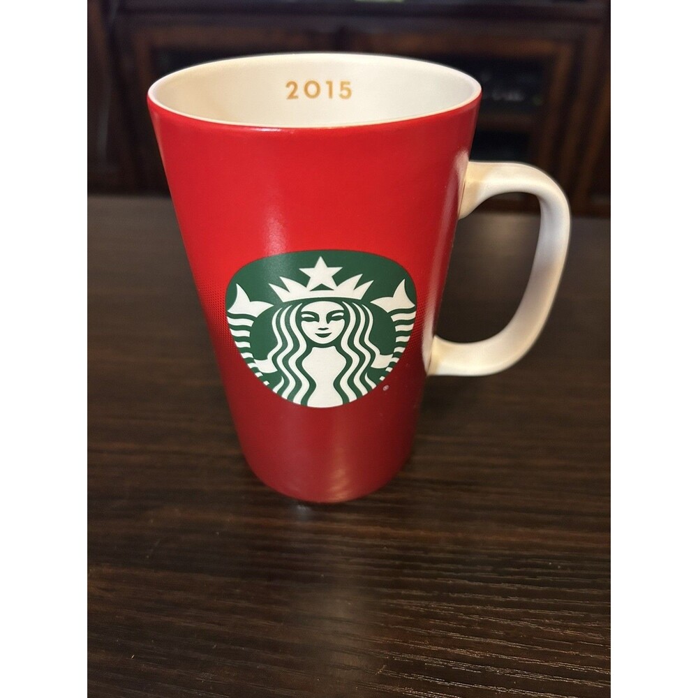 2015 Starbucks Holiday Coffee Mug - Red Tall 16 oz - Christmas Mermaid Logo